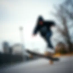 Skateboarder in motion wearing a 999 Club hoodie