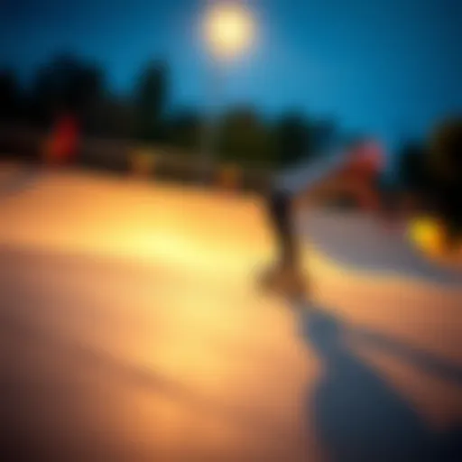 A beginner learning basic skateboarding skills on a smooth surface