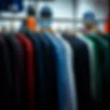 A selection of various long sleeve shirts displayed on hangers, showcasing different fabrics and styles.