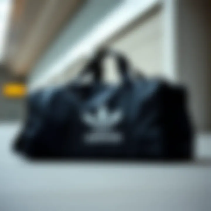 Sleek design of the adidas black duffel bag showcasing its stylish aesthetics.