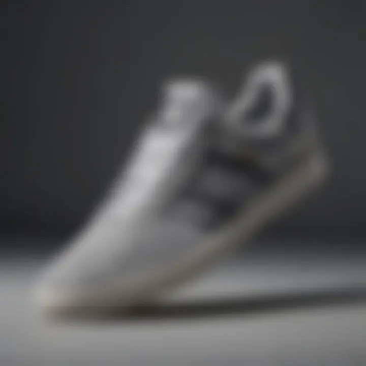 Close-up of the adidas Busenitz Gray showcasing its unique design features