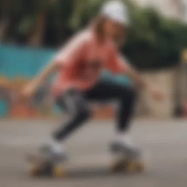 Skateboarder showcasing trendy Adidas x Farm Rio attire