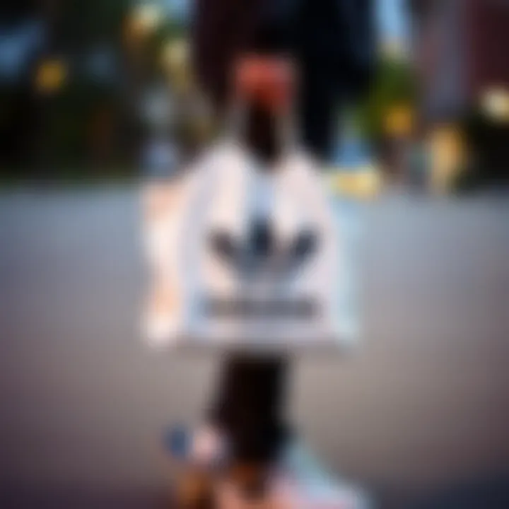 A skateboarder carrying an Adidas shopping bag showcasing its stylish design
