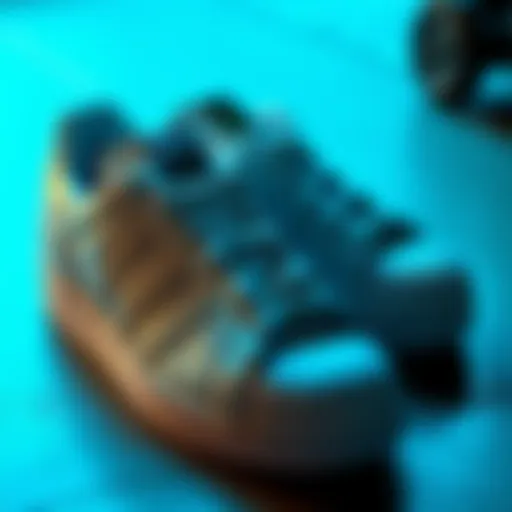 Detailed view of Adidas Superstar sneakers showcasing design variations