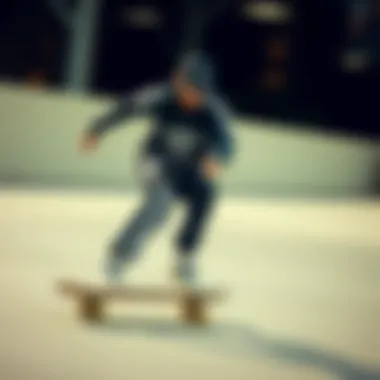 A skateboarder in motion wearing Adidas