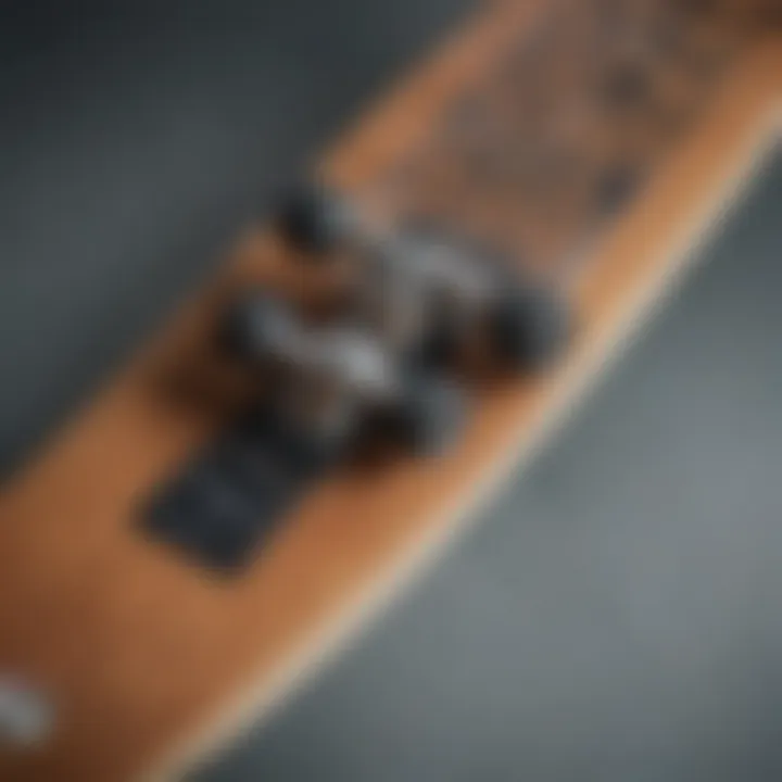 Close-up of the technical specifications of an Anti-Hero skateboard deck