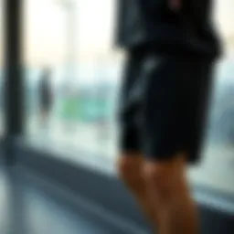 Stylish black Nike fleece shorts on display
