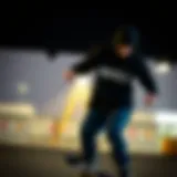 Black Russell Hoodie on a skateboarder