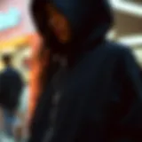 A stylish black zipped hoodie on display