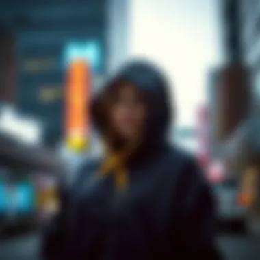 A black zipped hoodie paired with urban fashion