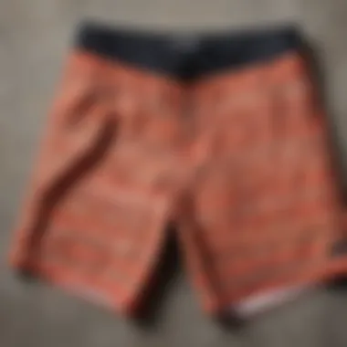 Close-up of Brixton boardshorts showcasing unique design patterns