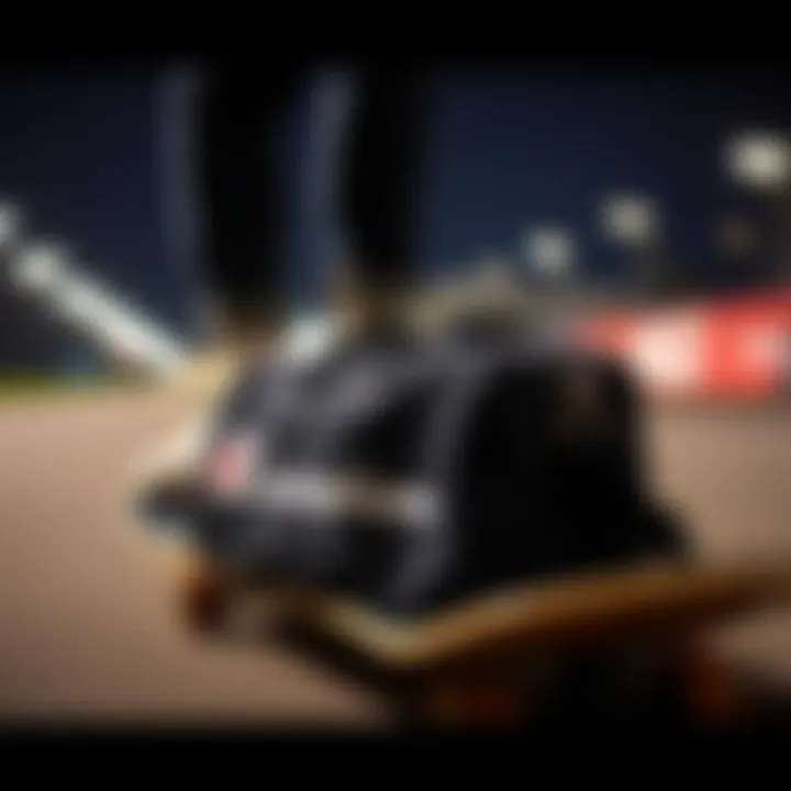 An overview of the iconic Champion bag in a skateboarding environment