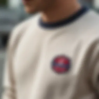 Close-up of the fabric details of a Champion sweatshirt