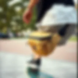 Champion crossbody fanny pack in action during a skate session