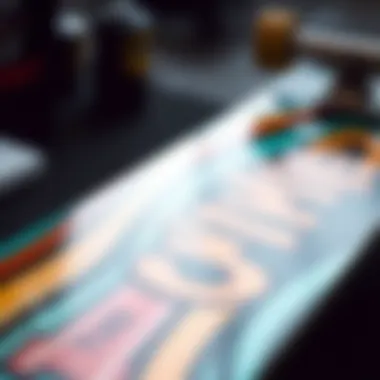 A close-up of Chima Ferguson's skateboard deck