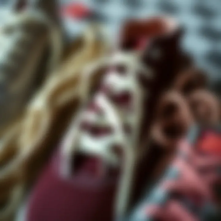 A selection of laces in different lengths and styles laid out