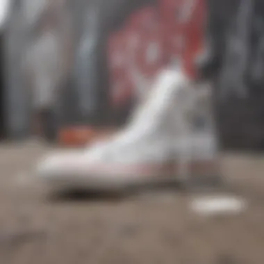 Chuck Taylor All Star White against a graffiti backdrop