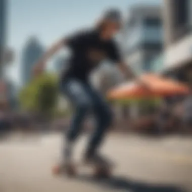 Skater wearing the City Hunter bucket hat while performing a trick