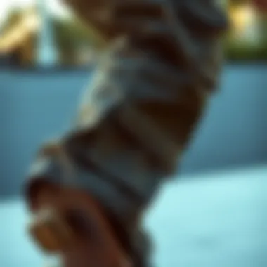 Close-up of cuff cargo pants features