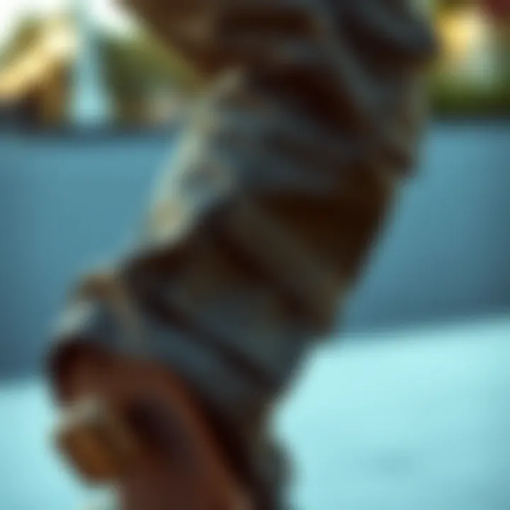 Close-up of cuff cargo pants features