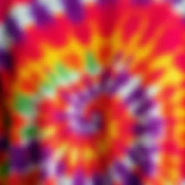 Close-up of the intricate tie dye patterns resembling mushrooms