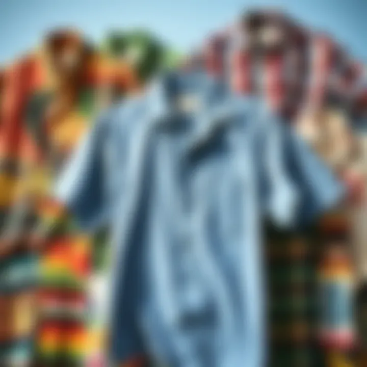 Collage of various 90s button-up shirt designs