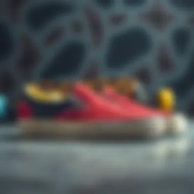 The Allure of Colorful Slip-On Vans Vibrant slip-on Vans against a skateboard backdrop