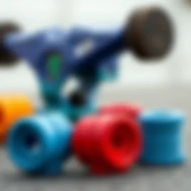 Comparison image of different types of skateboard bushings in various colors