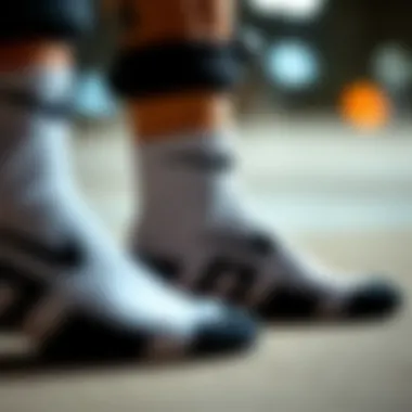 Close-up of Nike socks emphasizing comfort and design