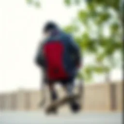 Durable skateboard backpack in action