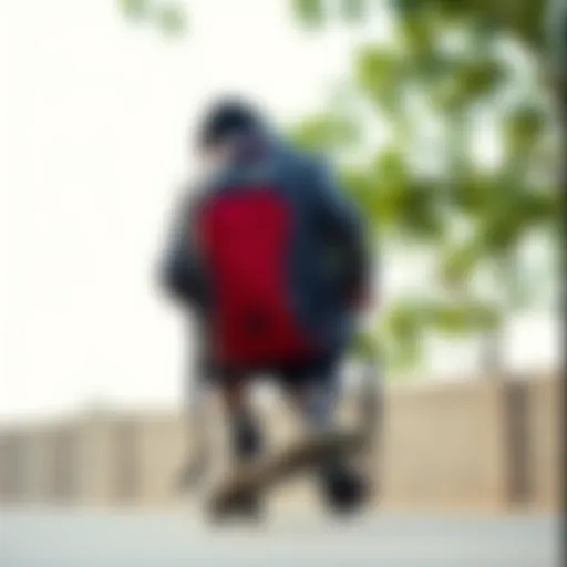 Durable skateboard backpack in action