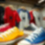 A stylish display of Converse shirts showcasing various colors and designs