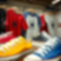 A stylish display of Converse shirts showcasing various colors and designs