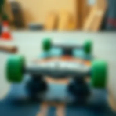 Mounting Trucks for Stability A detailed view of skateboard trucks mounted on a deck