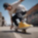 Skateboarder applying Crep Shoe Protectant on sneakers