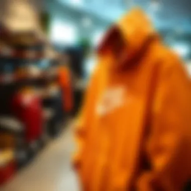 Nike hoodies displayed in a streetwear shop setting