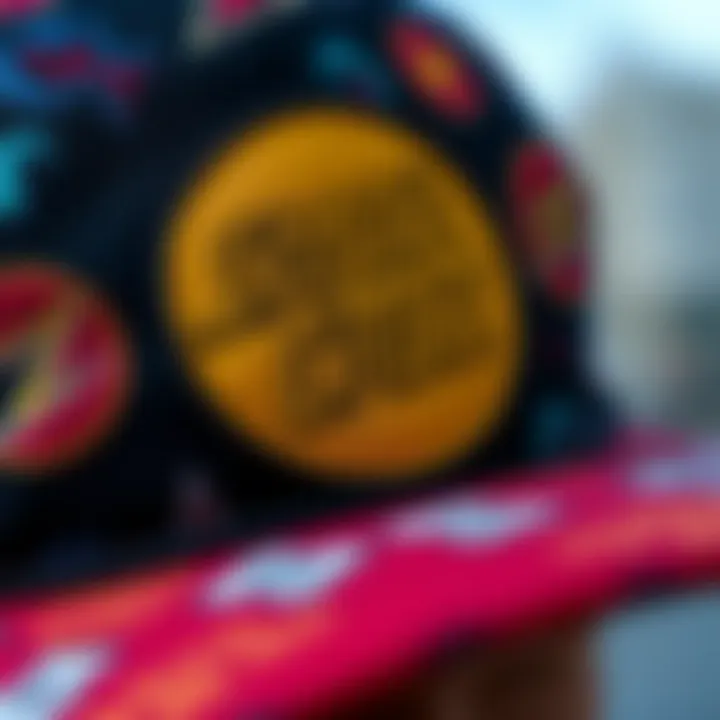Close-up of Santa Cruz hat showcasing its unique design patterns