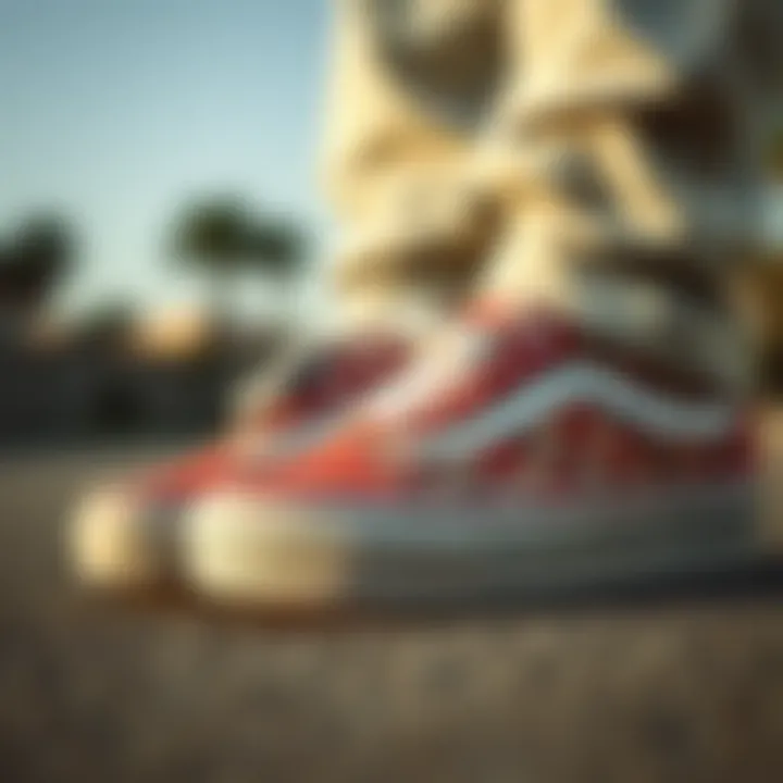 A close-up of customized Vans Old Skool sneakers