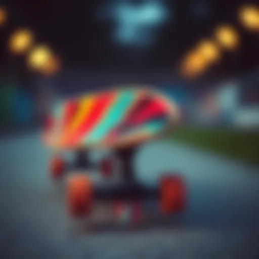 Vibrant penny board with customized grip tape design