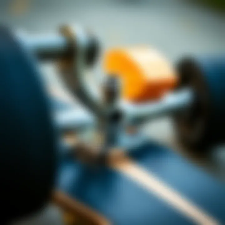 Close-up of penny board hardware and components for upgrades