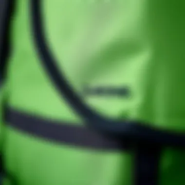 Detailed view of the fabric and stitching of the Dakine Green Backpack