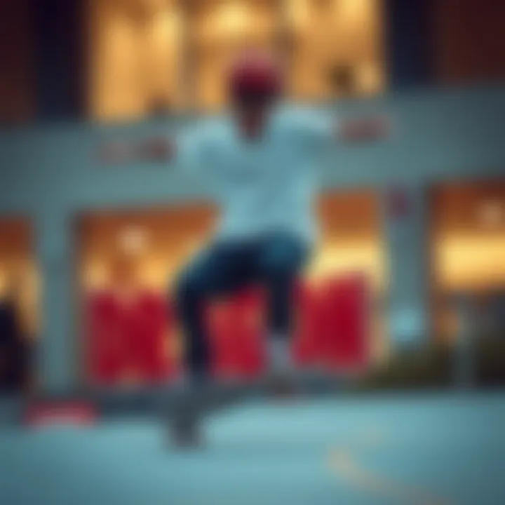 Skateboarder wearing Dragon Optical Glasses during a trick