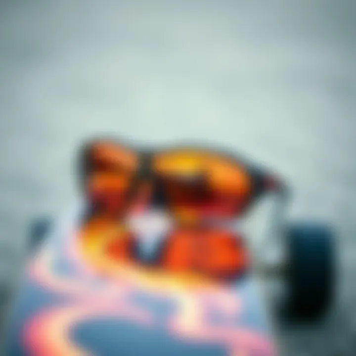 Stylish design of Dragon Optical Glasses on a skateboard deck