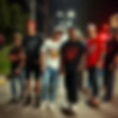 Community of Ed Hardy Enthusiasts A group of skateboarders showcasing their Ed Hardy T-shirts