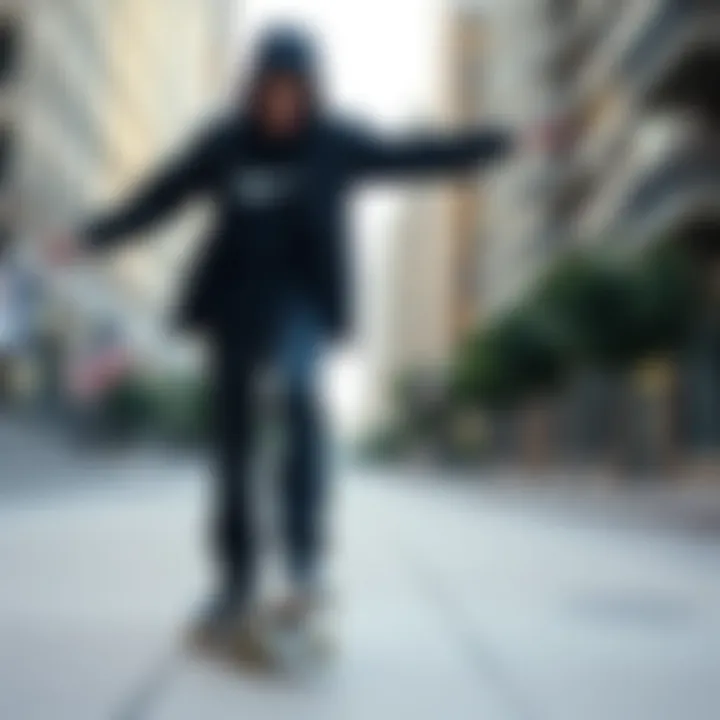 A skater wearing The Wino in an urban environment, embodying skate culture