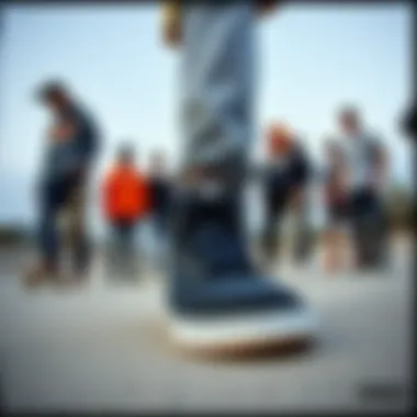 Group of skateboarders in a skate park featuring Emerica The Wino footwear