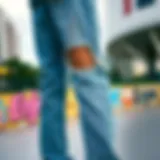 Vintage Enjoi Jeans showcased in a skate park setting