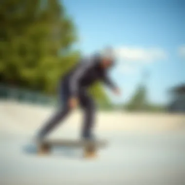 A stylish skateboarder demonstrating the versatility of a track suit on a skate park.