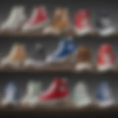 An infographic displaying the evolution of Chuck Taylor high platform sneakers over the years.