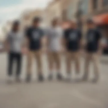 Group of skaters discussing their favorite switch t-shirt styles